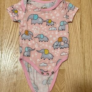 Little Sleepies PLAY Pink Elephant Print Baby Girls Onesie